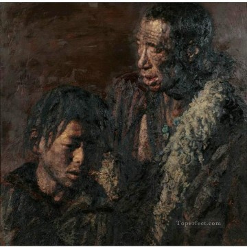 Father and Son Chinese Chen Yifei Oil Paintings